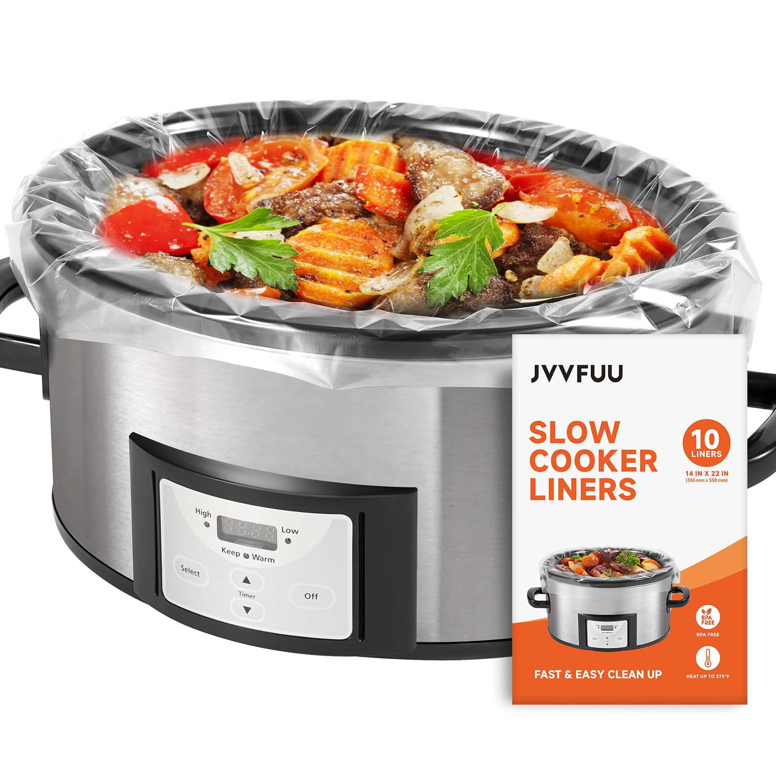 JVVFUU Slow Cooker Liners 6-10 Quart, Cooking Bags Extra Large Size 14