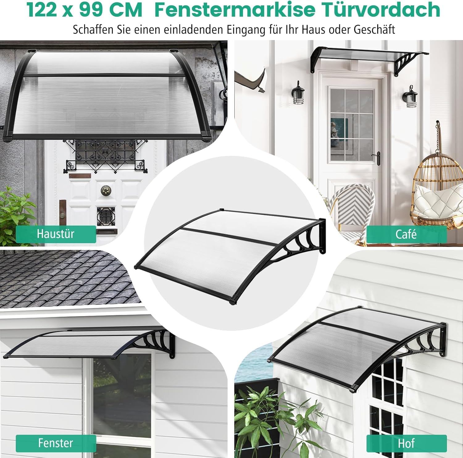 FytStycale Türüberdachung 40x40cm - PC Material Schutz Vor Wetter