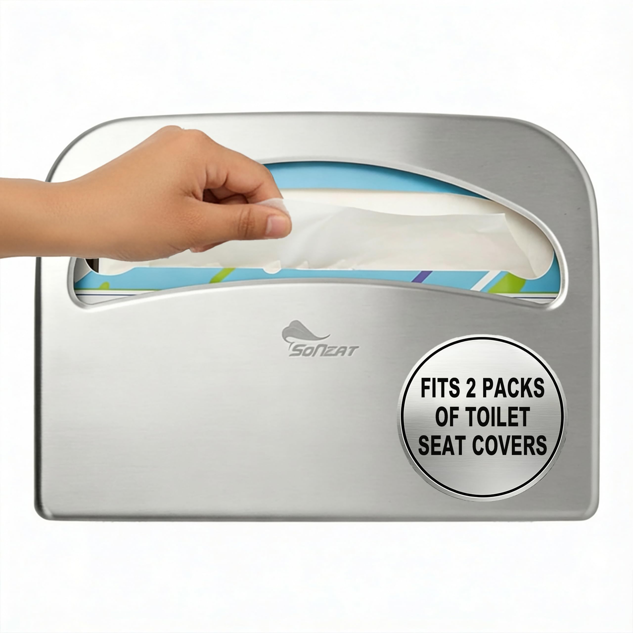 Toilet Seat Covers Dispenser - Half Fold Stainless Steel Wall Mounted Toilet Seat Cover Holder for Commercial, Office, Restaurants, Hospitals and Schools, 16.81 Inches, 500 Seat Covers Capacity