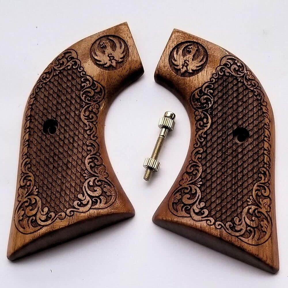 Grips for Ruger Vaquero Blackhawk Wrangler Engraved Walnut