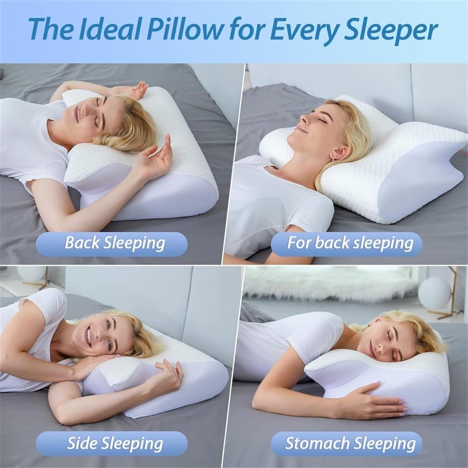 Sleep Apnea Pillow, 2026 Upgrade Orthopedic Memory Foam Pillow for Sleep Apnea and Snoring, Ergonomic Support for Side, Back & Stomach Sleepers (Black) — view 4