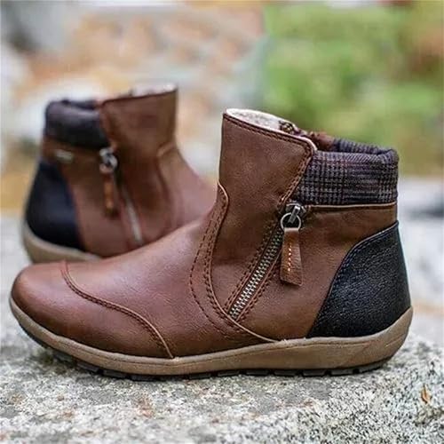Miniatura 9 de Ladmiple Botas vaqueras para mujer, pantorrilla ancha, pie ancho, botas de tobillo vaquera occidental, botas de combate, zapatos para caminar