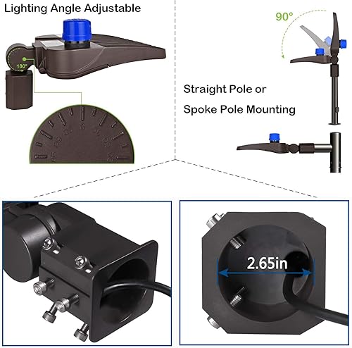 Vista 73 de ledmo Luz LED de estacionamiento de 300 W, 36000 lúmenes, 5000 K, ajustable, ajuste deslizante, iluminación de seguridad con fotocélula