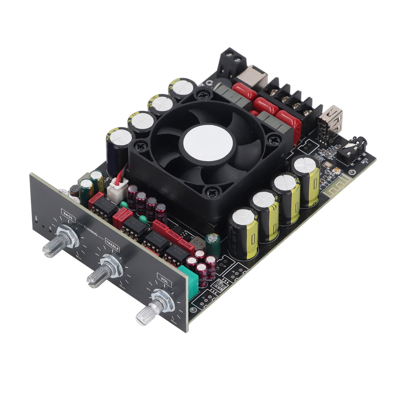 Cocoarm Carte d'amplificateur de Son Bluetooth, Module de Carte d'amplificateur Bluetooth ABS 220 W Double Canal DC12 36 V Entrée USB AUX Contrôle des Aigus des Basses pour TV, Ordinateur Portable,