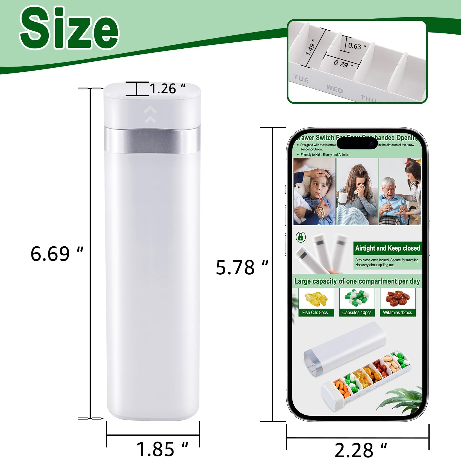 NineLeaf 5 Pack Tablettenbox 7 Tage, Tägliche Pillendose, Wöchentliche Reise Medikamentenbox, Pillenbox für Vitamine, Medikamente, Pillen, Tabletten Organizer BPA Frei