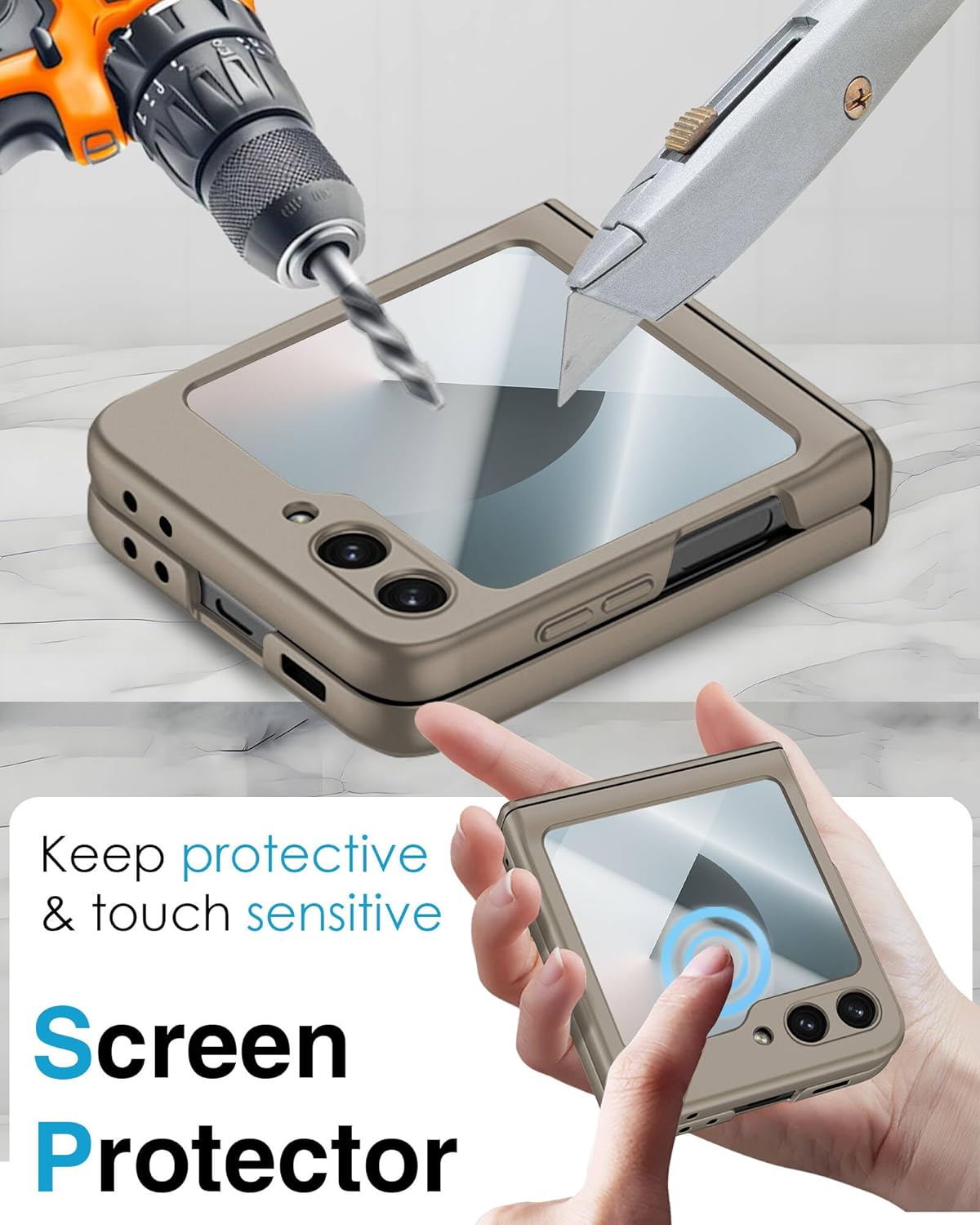 STORMTAL for Samsung Galaxy Z Flip 6 Case, Hinge Protection, Built-in Screen Protector, Wireless Charging, Slim Rugged Phone Protective Case for Galaxy Z Flip 6