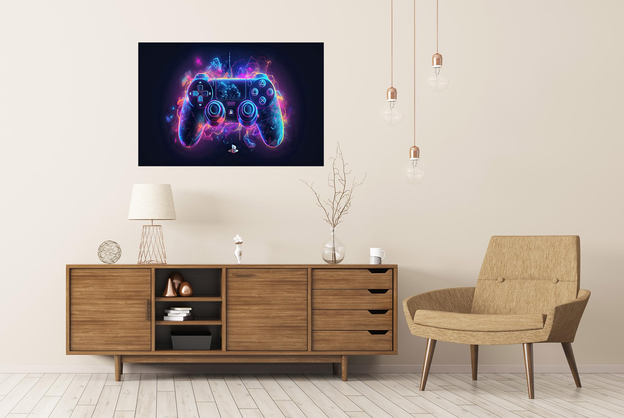 islandburner Prime XXL - Póster luminoso con mando de videojuegos, imágenes de alta calidad, impresión fotográfica