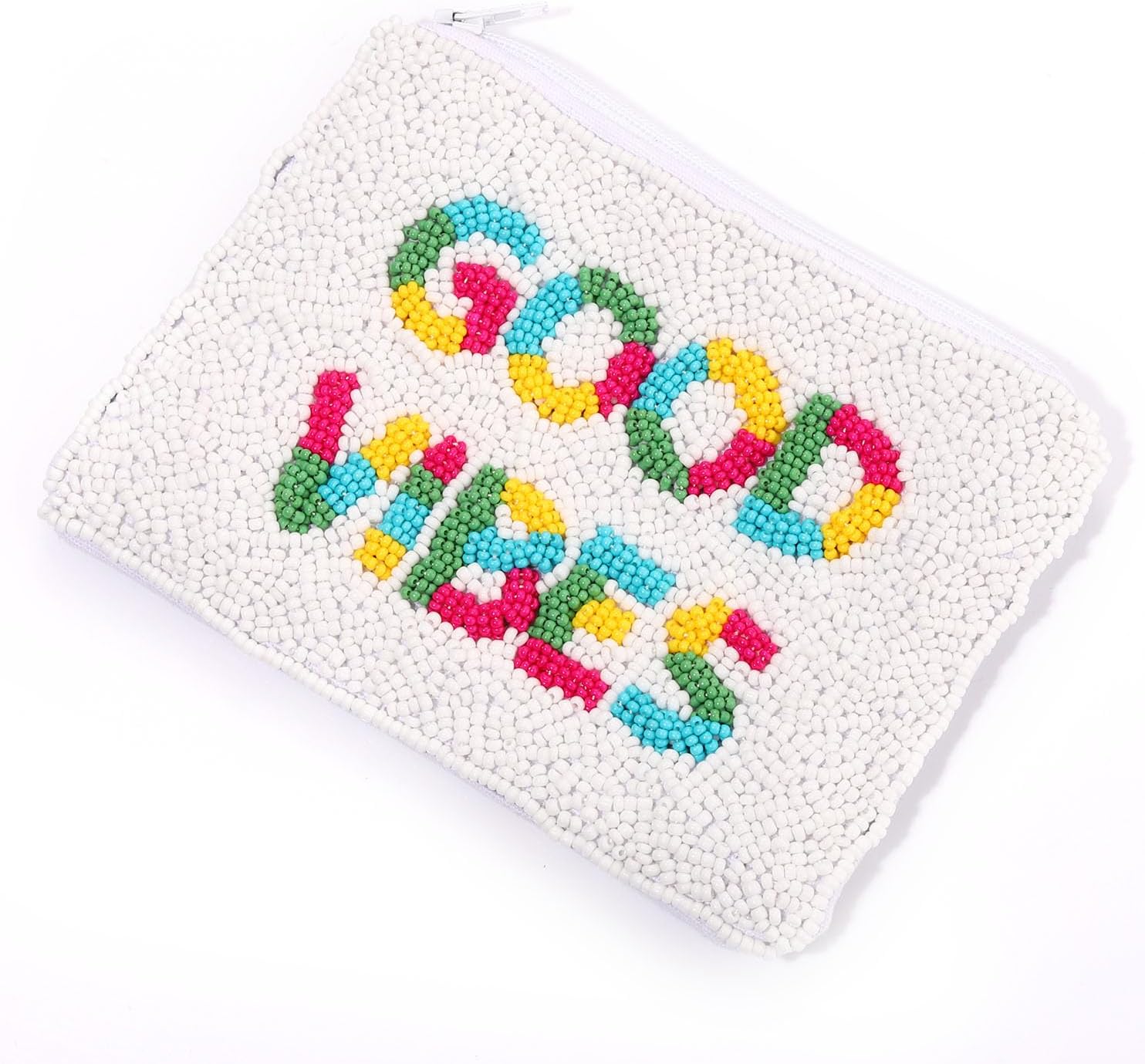 Beaded Coin Purse Pouch Summer Sunshine Watermelon Fruit Coin Purse Handmade Small Change Purse Wallet with Zippers Summer Beach Accessories Gifts (GOOD VIBES) - Image 2