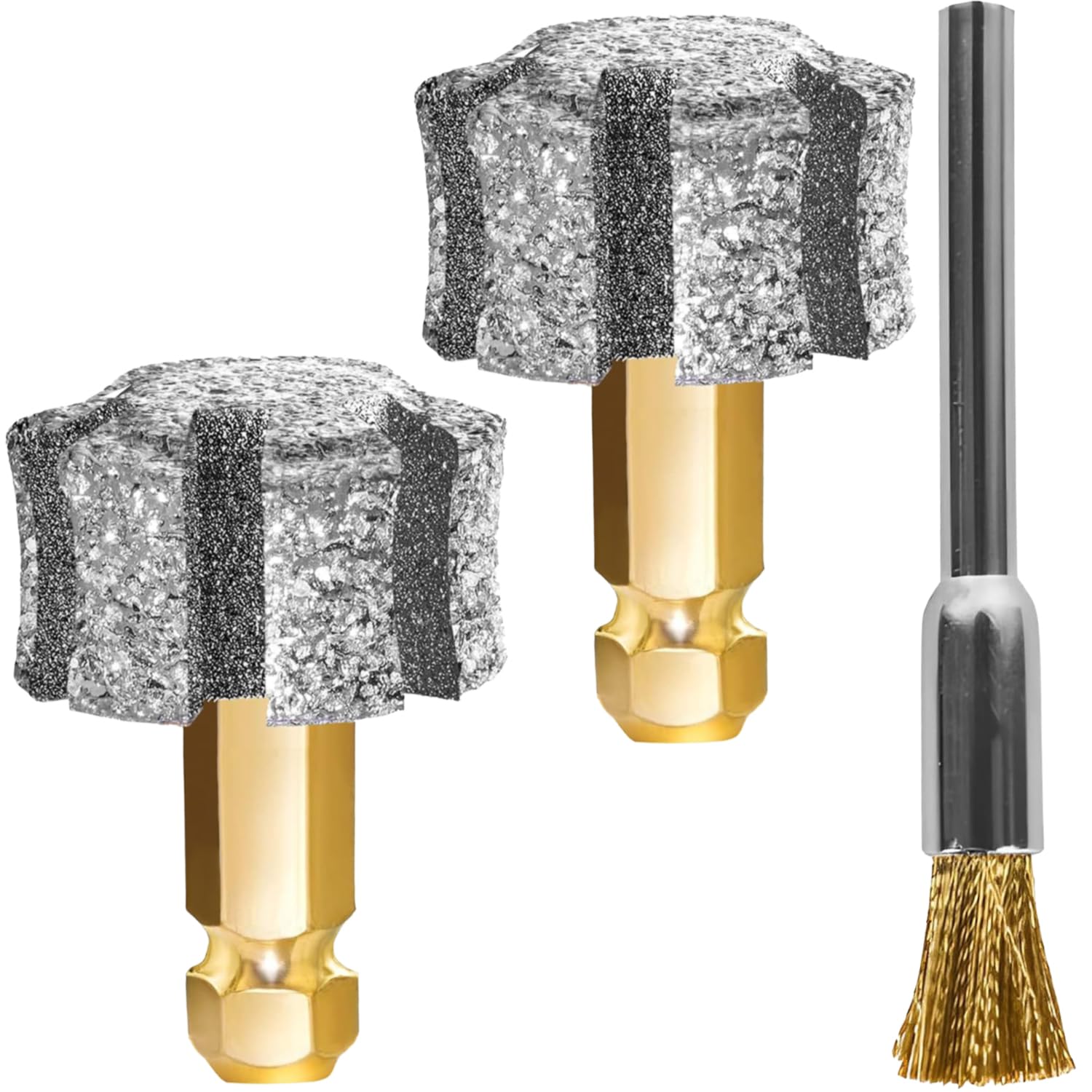 LENONGDiamond Dog Nail Grinder Heads with 7-Grooves, Anti-Clogging & Fast Cooling Pet Nail Grinder Bits for Pet Claw Care with Steel Brush for Casfuy and Most Brands (2pcs 60#)