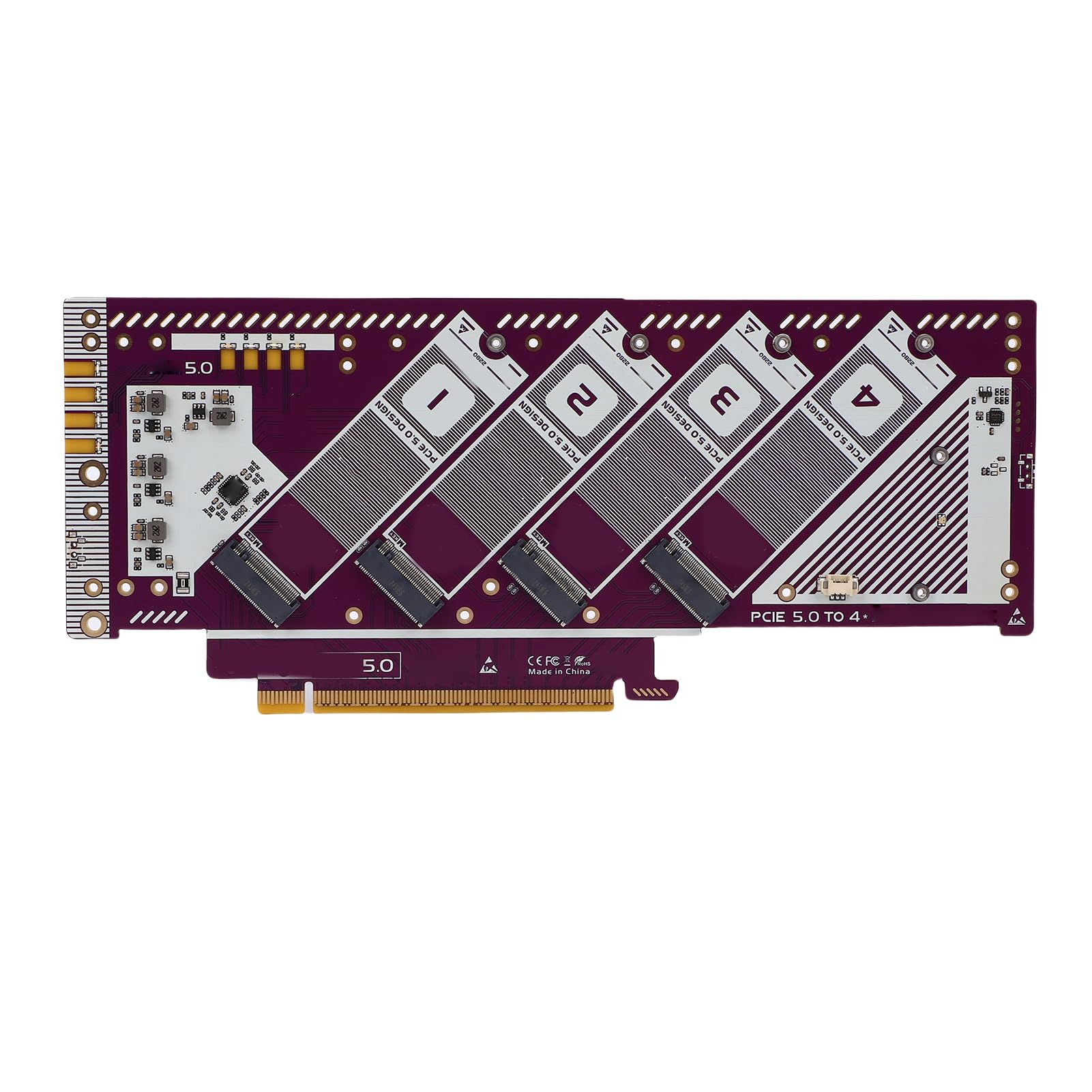VBESTLIFE Karta Adaptera NVMe PCIE, Karta rozszerzeń PCIE 5.0 X16 na M.2 SSD, prędkość Transferu 512 Gb/s, dla Wygranych, OS X, Linux