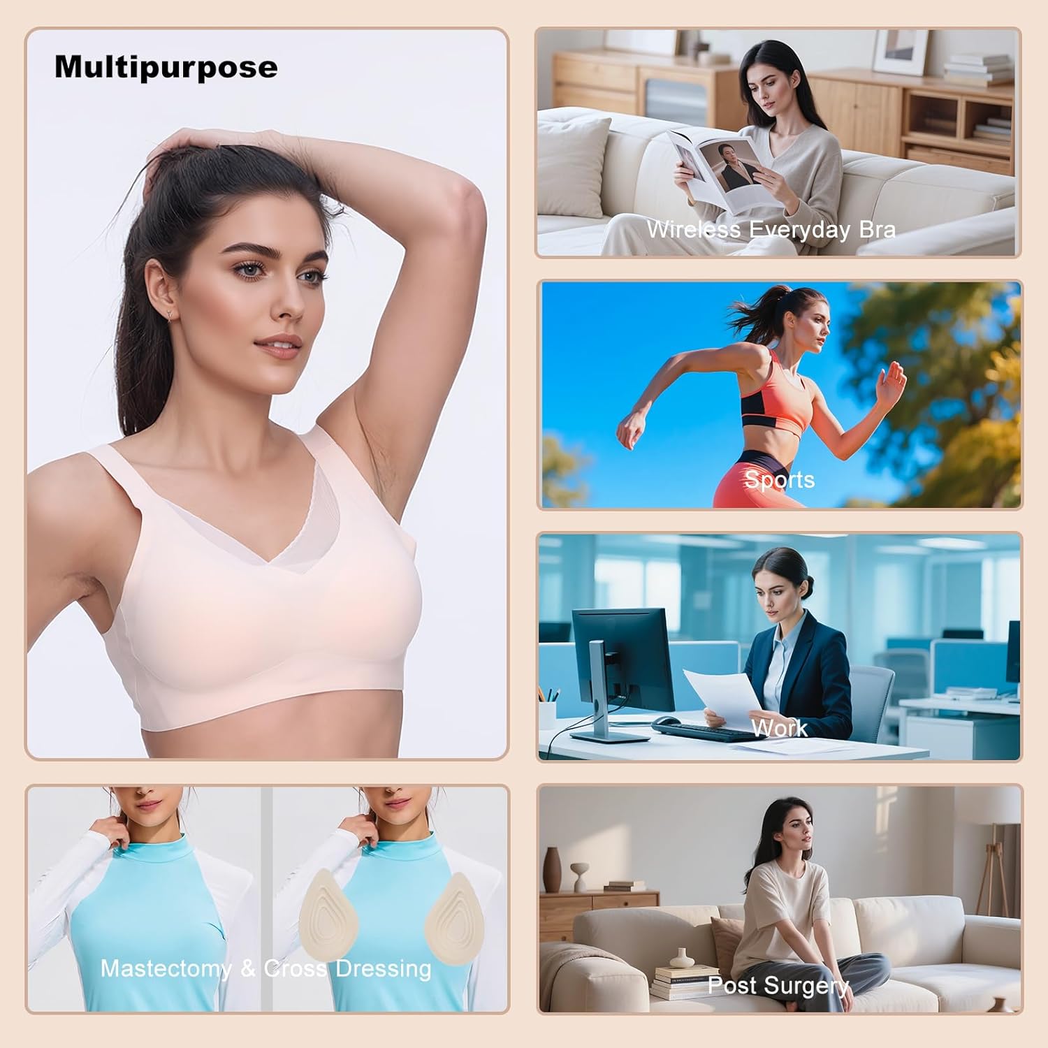 Post-Mastectomy Bras with Removable Prosthetic Pockets - Comfortable & Supportive Breast Cancer Recovery Bras for Women - Image 5