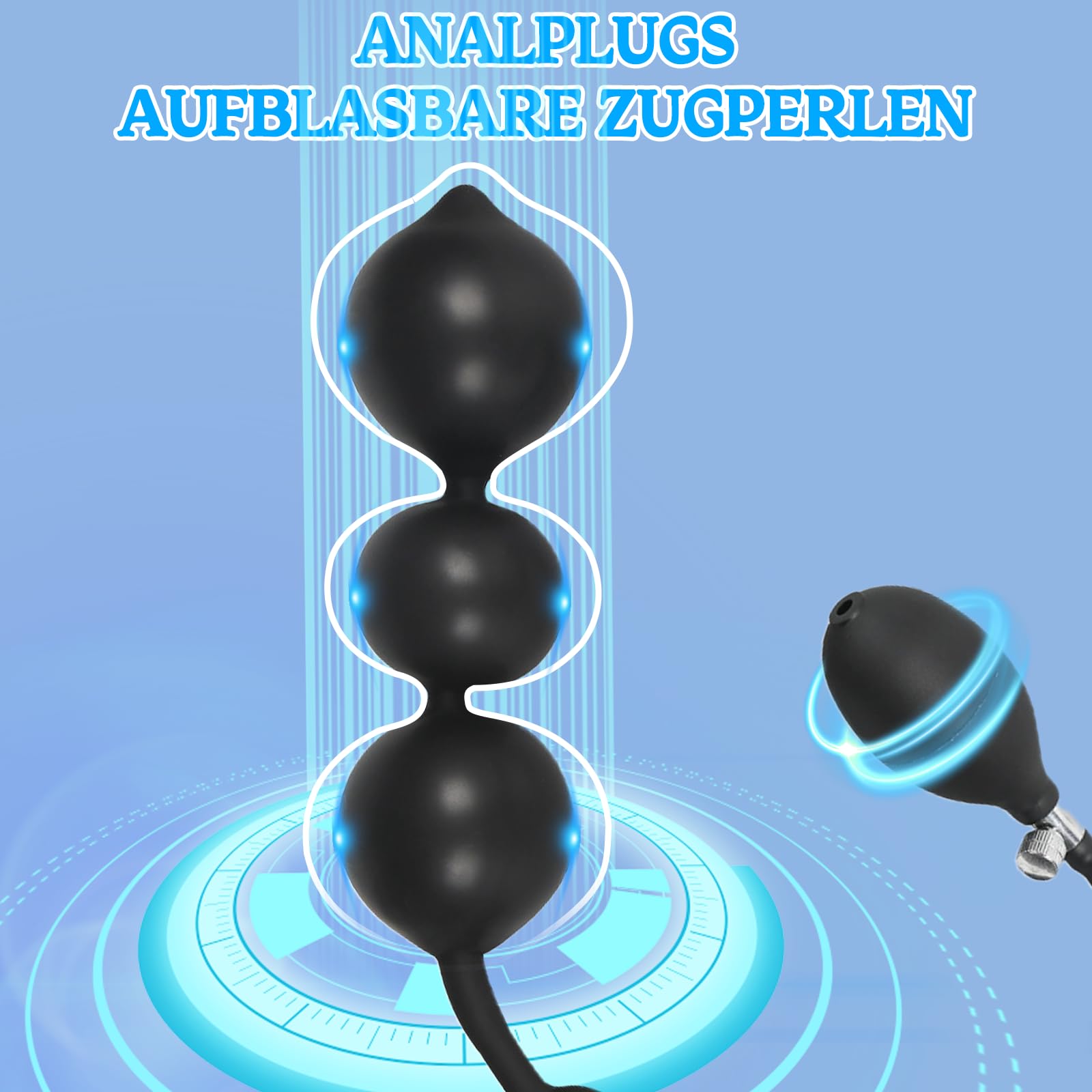 AMAZBEE Silicone Pull Bead Butt Plug con 3 perline Plug anale gonfiabile con anello del cazzo Giocattoli del sesso per adulti per il gioco anale esteso