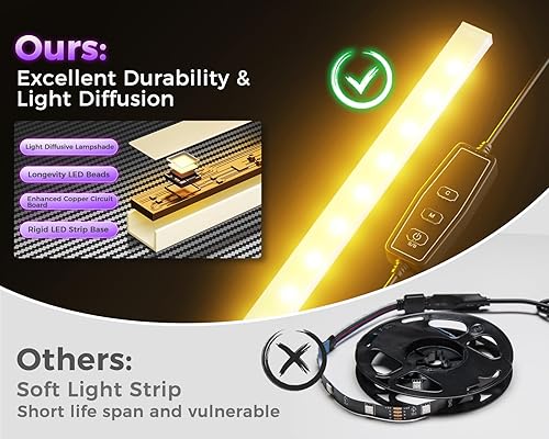 Miniatura 5 de ODK - Escritorio en forma de L de 53 pulgadas con iluminación LED, escritorio reversible para juegos con enchufes de alimentación, mesa de esquina