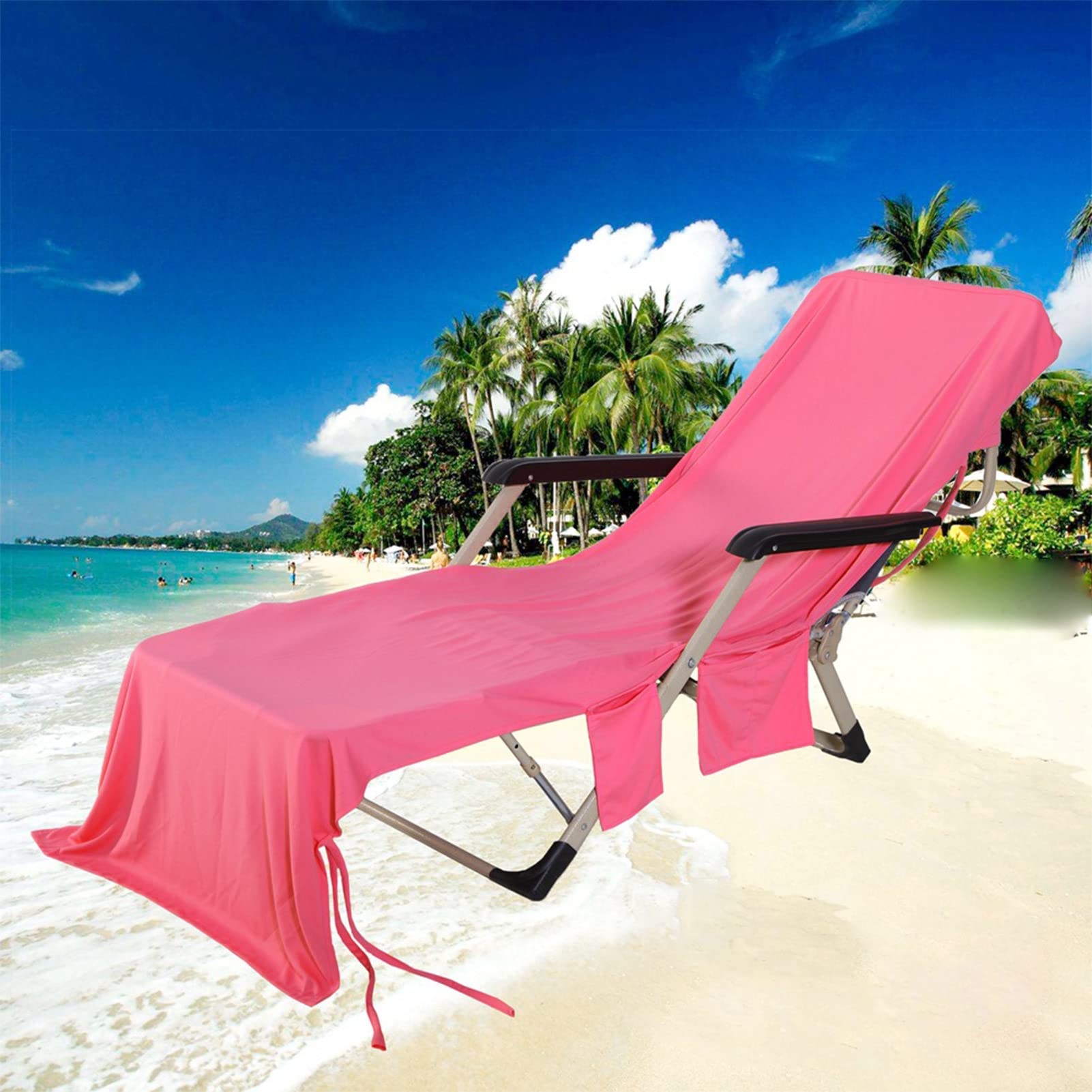 Handtücher für Sonnenliegen – Strand-Sonnenliegen-Handtücher, Strandtücher für Liegen, weiches Mikrofaser-Kühlhandtuch mit Taschen, Strandkorb-Abdeckung für Garten, Hotel, Liegestühle, Terrassenstüh