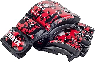 TEKXYZ MMA Gloves, Open Palm and Free-Thumb Style Half Mitts MMA Gloves with Dual Quick Hook & Loop Strap for MMA, UFC, Bo...