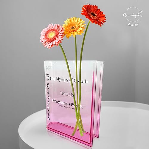 Miniatura 9 de AnaidB Florero de libro para flores, jarrón de acrílico para flores, jarrones de libros, jarrón transparente para libros, jarrón con forma de libro,
