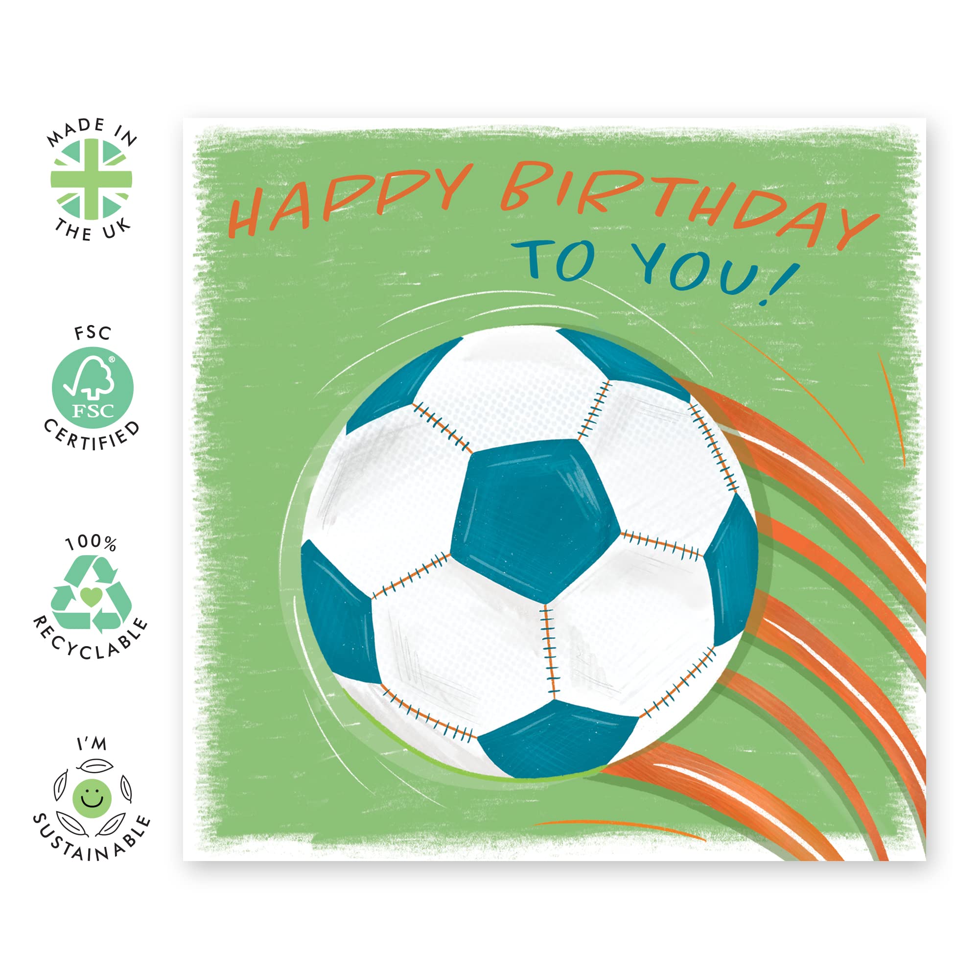 Words 'n' Wishes Geburtstagskarte Für Enkelsohn – Fußball-Design Mit Foliendetails, 155 X 217 Mm, Inkl. Umschlag