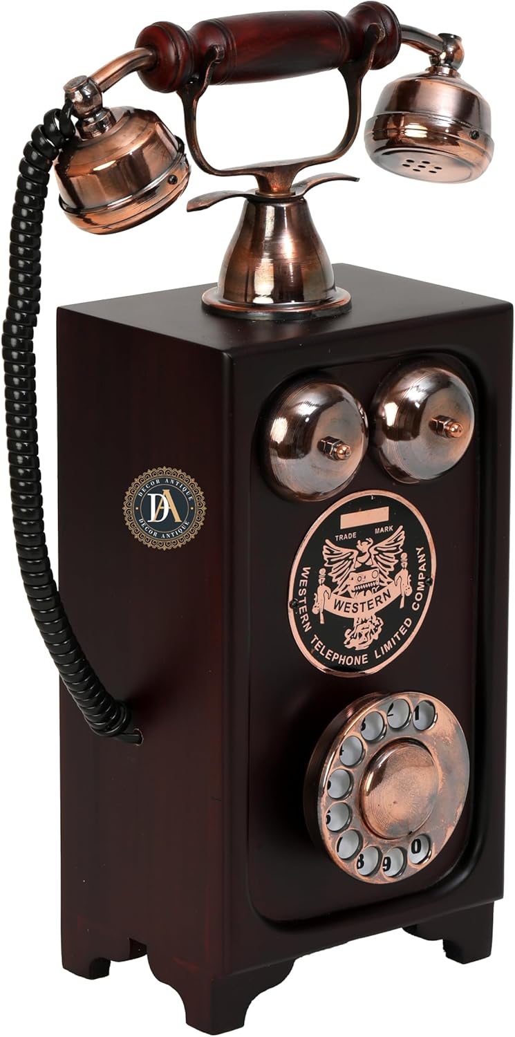 Classic Table Mount – Retro Design Retro Non-Function Handcrafted Wood Antique Landline Telephone