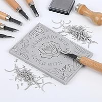 Vista 2 de SGHUO Linoleum Blocks for printmaking, 8pcs 4"x6" Gray Rubber Carving Blocks Stamp Making Kit