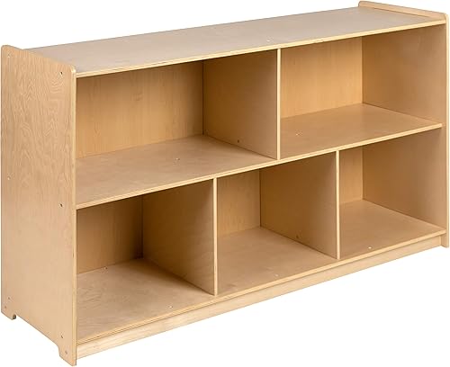 Miniatura 3 de EMMA + OLIVER Gabinete de almacenamiento de madera del aula de la escuela de 5 secciones para uso comercial o doméstico