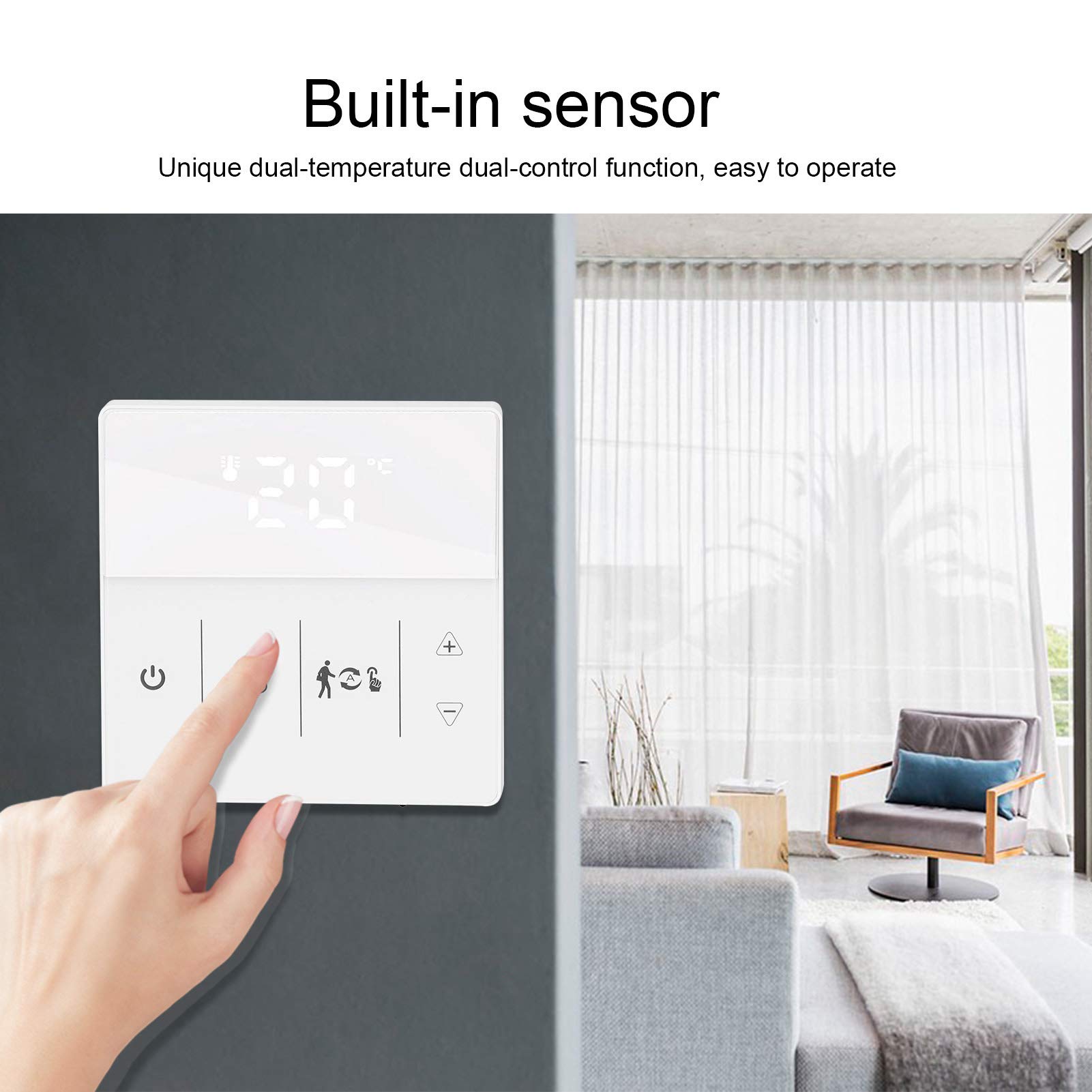 Termostato Preciso Termoregolatore a Parete per Scaldabagno Riscaldamento a Pavimento Interno, Touch Screen LCD Programmazione Settimanale per Uso Domestico, Dimensioni 86x86x11mm (#2)