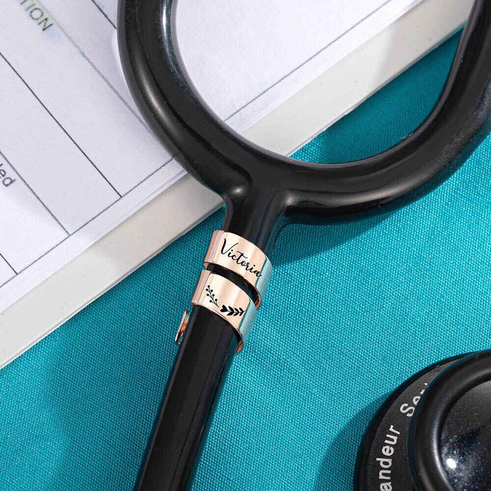 BYFDIY Custom Stethoscope Name Tag Personalized Stethoscope Id Tag Engraved Symbol Nurse Doctor Stethoscope Charms Accessories Graduation Gifts for Medical Assistant
