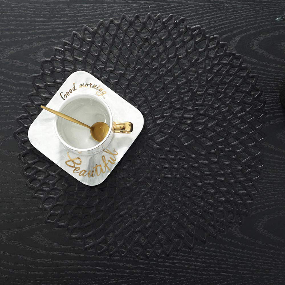 Lklnkvl Black Alien 4 Pack Placemats, Table Mat Pvc Placemat Heat Insulation Household Anti-Scald Waterproof Creative Design Mat-4 Colors Mixed(Black Alien 4 Pack)