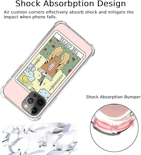 Miniatura 3 de Funda de tarjeta de tarot de café compatible con iPhone 14 Pro, funda de tarjeta de tarot con diseño de gato floral y sol para iPhone 14 Pro, funda