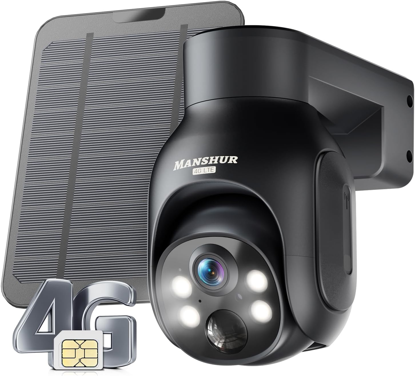 Manshur® 4G LTE Cellular Security Camera Solar with SIM