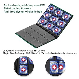 GEAoffice Card Binder, 9 Pockets Trading Card Album Folder, 360 Side Loading Pocket Binder for Sports&Game Cards, MTG and Other TCG, Green