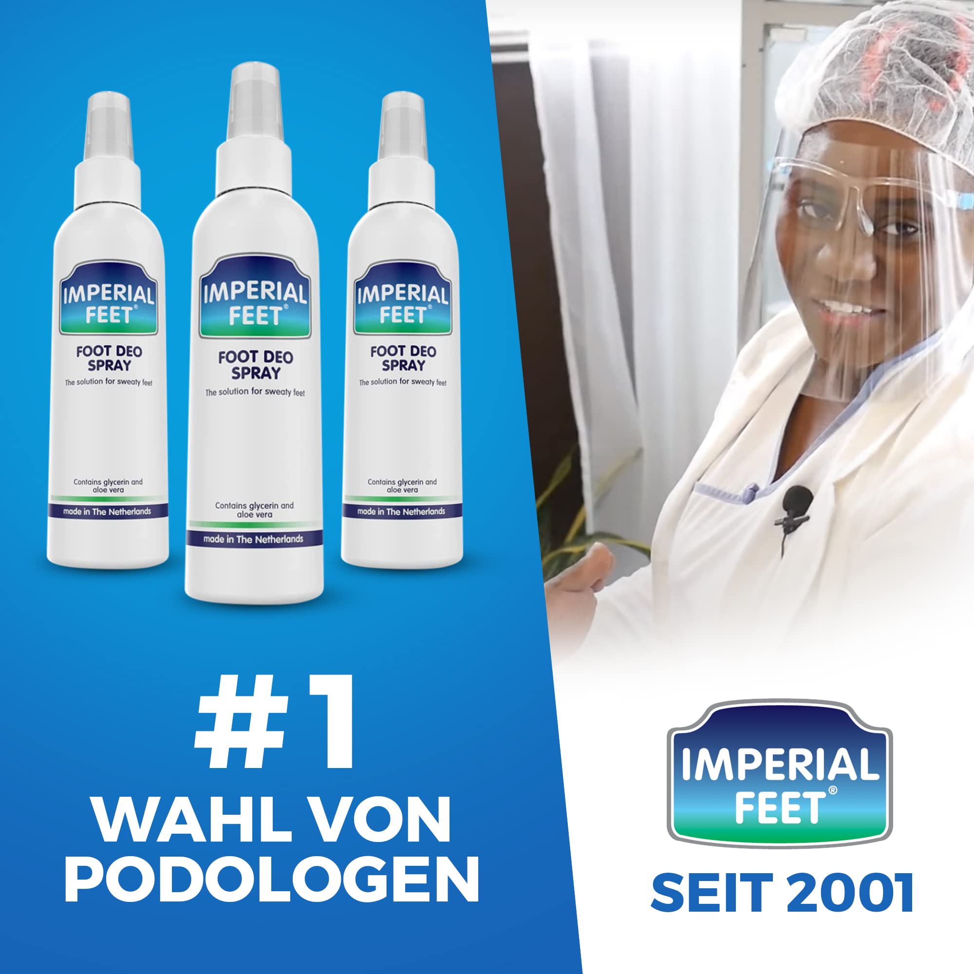 Imperial Feet Fußdeo - Starkes Fuß- und Schuhdeo-Spray, beseitigt schlechte Geruch & kontrolliert Schweiß - Antitranspirant, Deodorant, Fußspray mit Minzduft - 24-stündiger Schutz - 150 ml