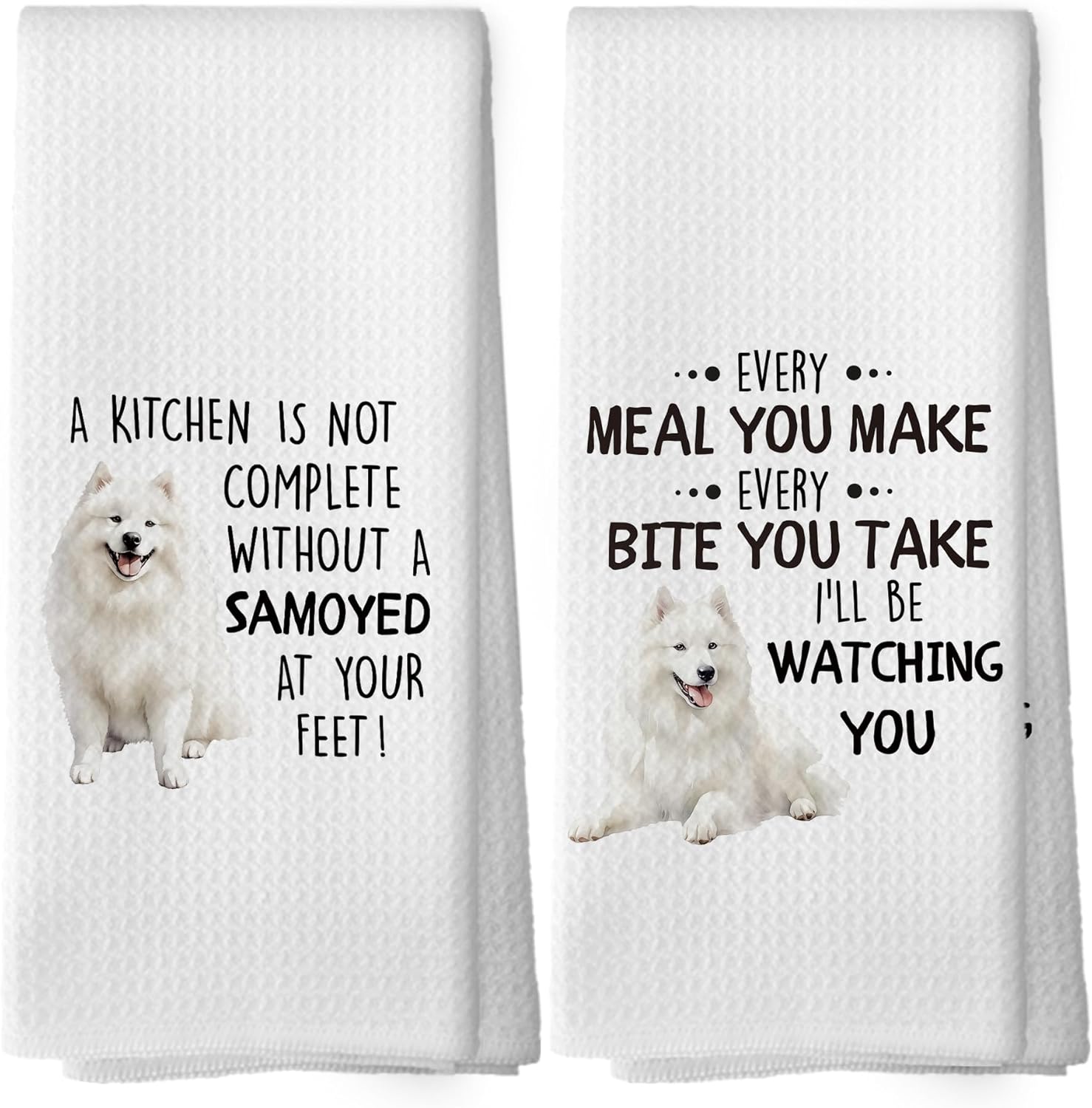 Funny Samoyed Gifts Kitchen Dish Towels Set of 2, Dog Lovers Mom Gifts for Women, Dog Kitchen Decor, Dogs Pet Puppy Decor Hand Towel Tea Towels Decorations, 16x24inch