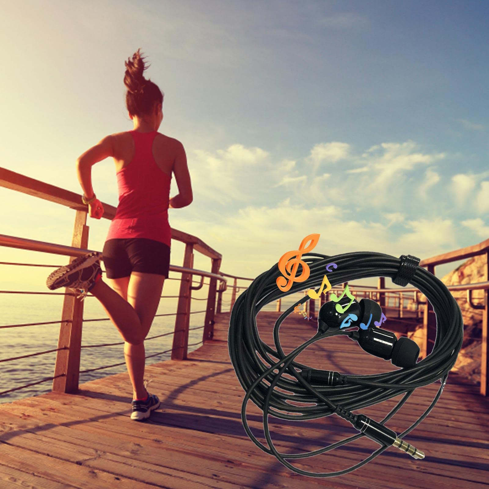 Generic Auricolari con cavo, cavo extra lungo, cuffie con cancellazione del rumore da 3 metri, con cavo e microfono, auricolari in-ear con isolamento acustico per dispositivi di uscita audio