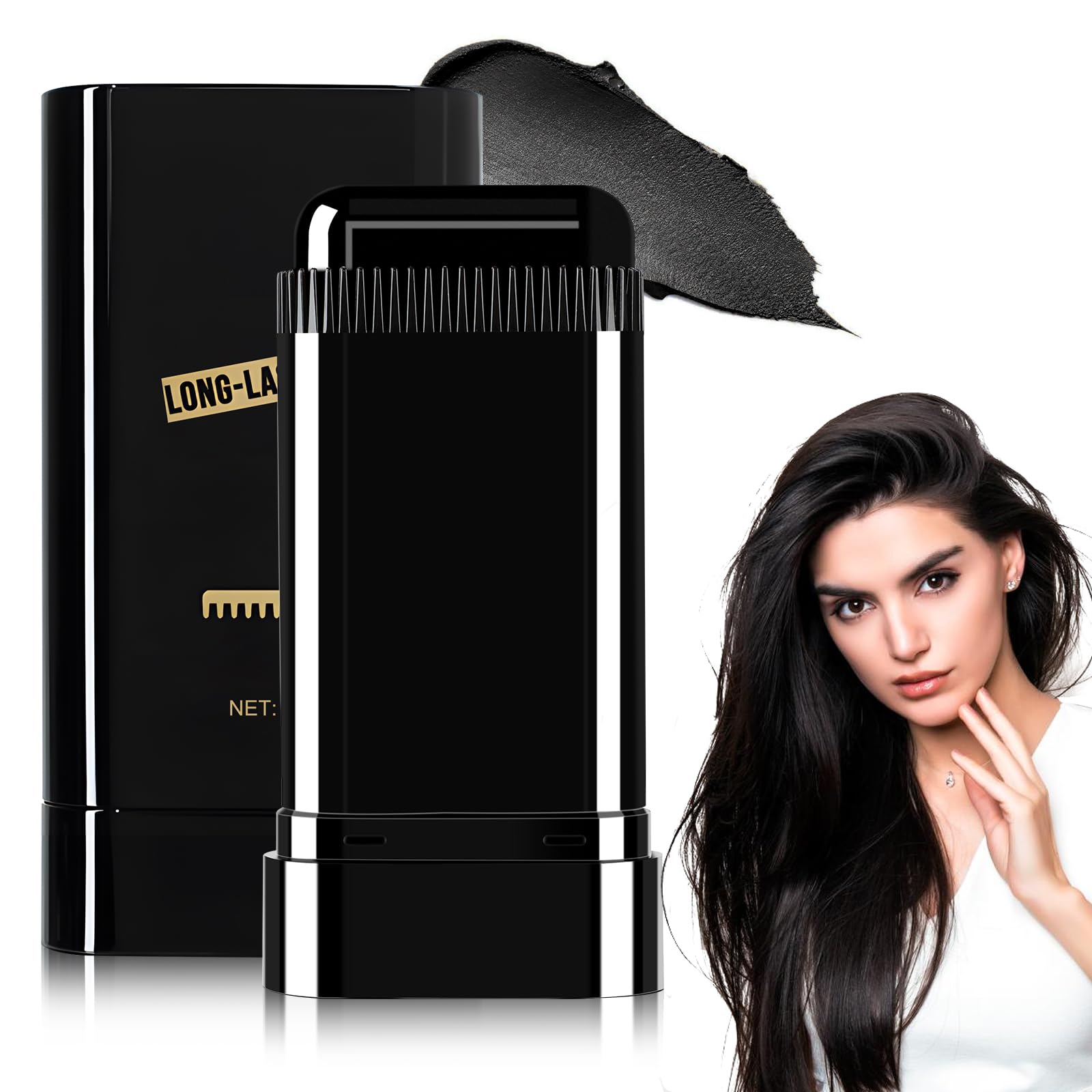 Safe and Convenient Comb Hair Dye, 2-in-1 Hair Dye Comb, Black Hair Dye with Comb Applicator, Hair Dye Comb for Quick Touch-Ups, Comb Hair Dye for Women & Men (Black)