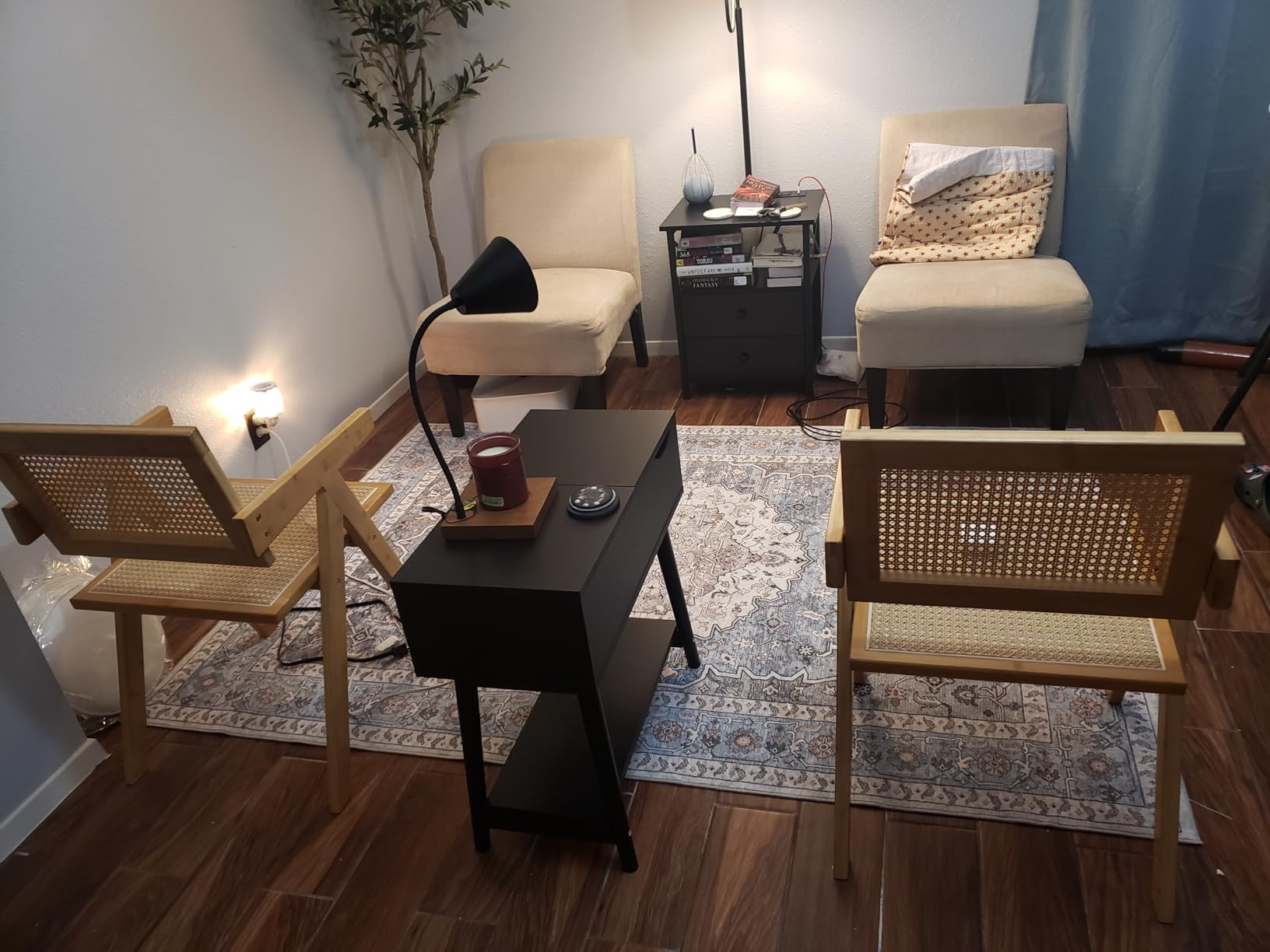 Juego de 2 sillas de comedor de ratán, sillas modernas de mediados de siglo, cómodos sillones de ratán para exteriores con reposabrazos para dormitorio, sala de estar, sala de lectura, comedor 8