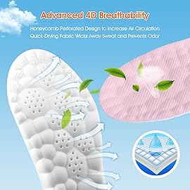 4D Cloud-Like Comfort Soles for Men - Soft Memory Foam Cushioning Insoles - Trim to Fit Steppers Insoles with Arch Support for Foot Pain Relief and Fatigue Reduction (Pink, US W 6.5-9)