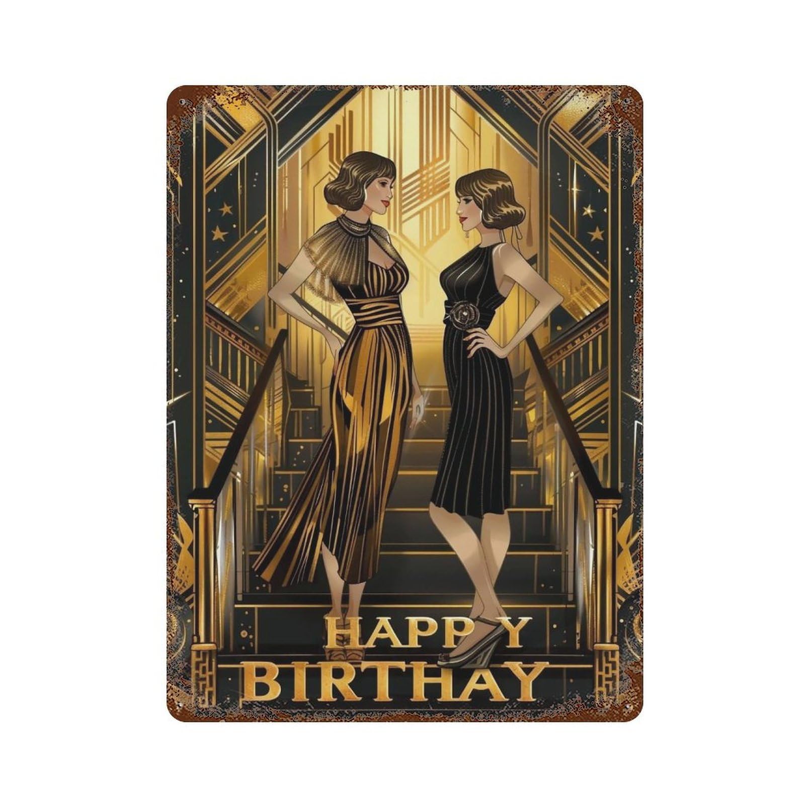 FHUYEURHRY 1920s Flapper Birthday 01 Wall Decor Retro Iron Vintage Art Metal Tin Sign Poster Modern Home Cofffee Club Art Bar Shop Decorations Style 40x30cm