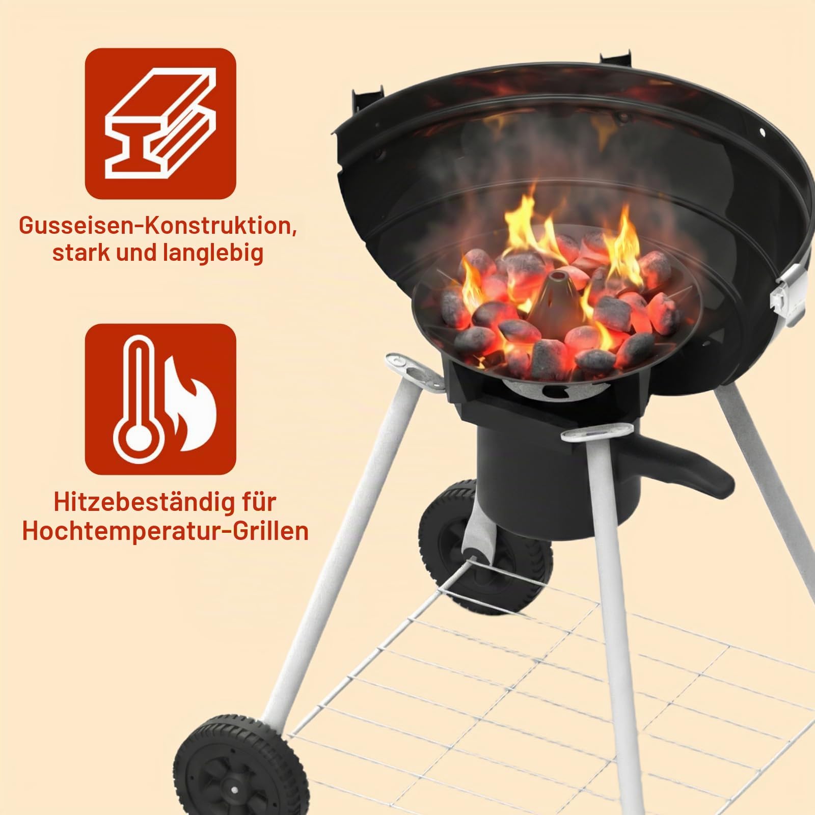 Denmay Holzkohle-Korb Briketthalter für Weber 47/57/67cm Holzkohlegrills, Holzkohlebrikett-Korb für Weber Kettle, One Touch, Master Touch, Kohle-Kraftstoffhalter, ersetzt den Holzkohlerost