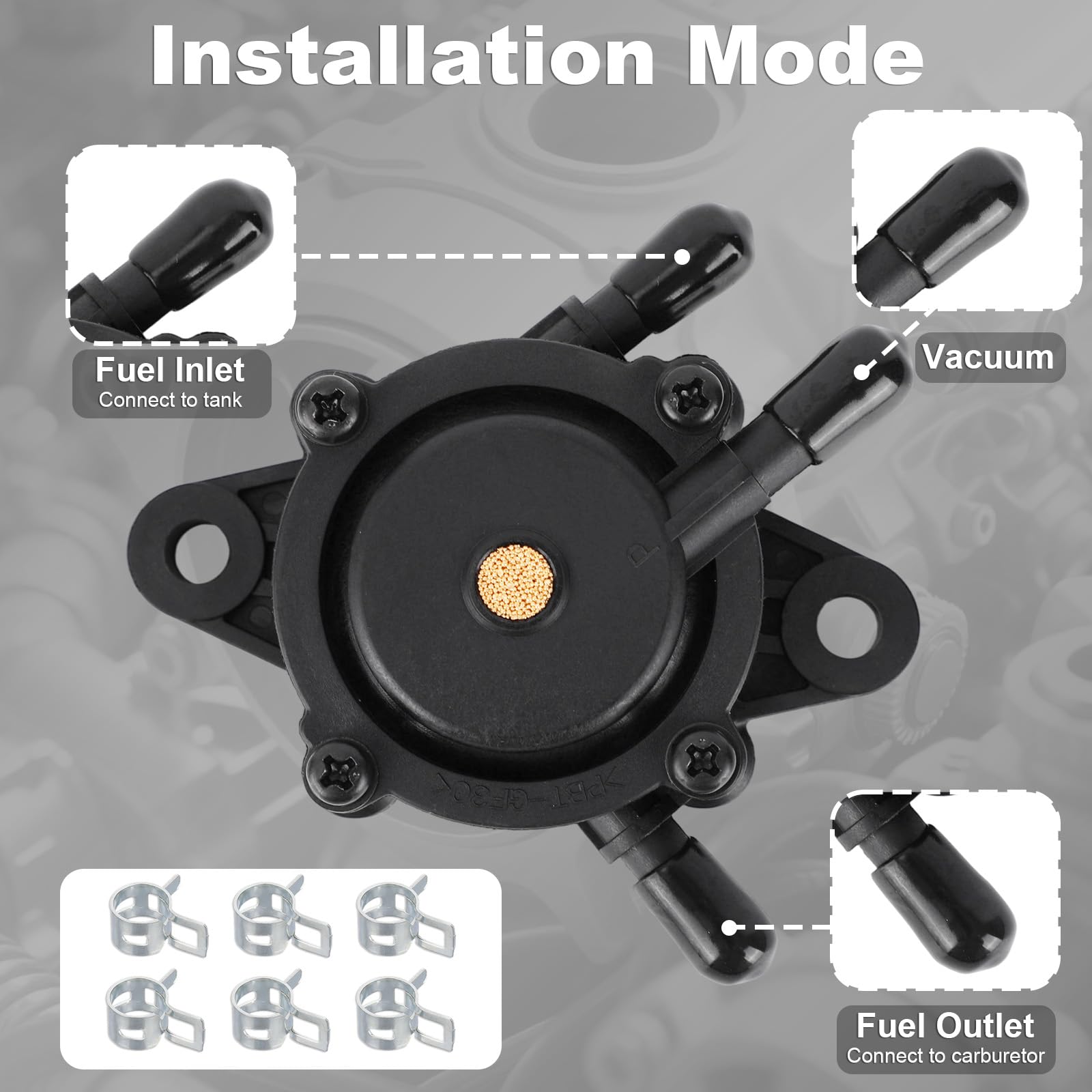 BOXOB Kraftstoffpumpe mit Filter, Ölpumpensatz mit Ölschlauch und Klemmen für Kleine Motoren von Kohler Briggs & Stratton John Deere Cub Cadet