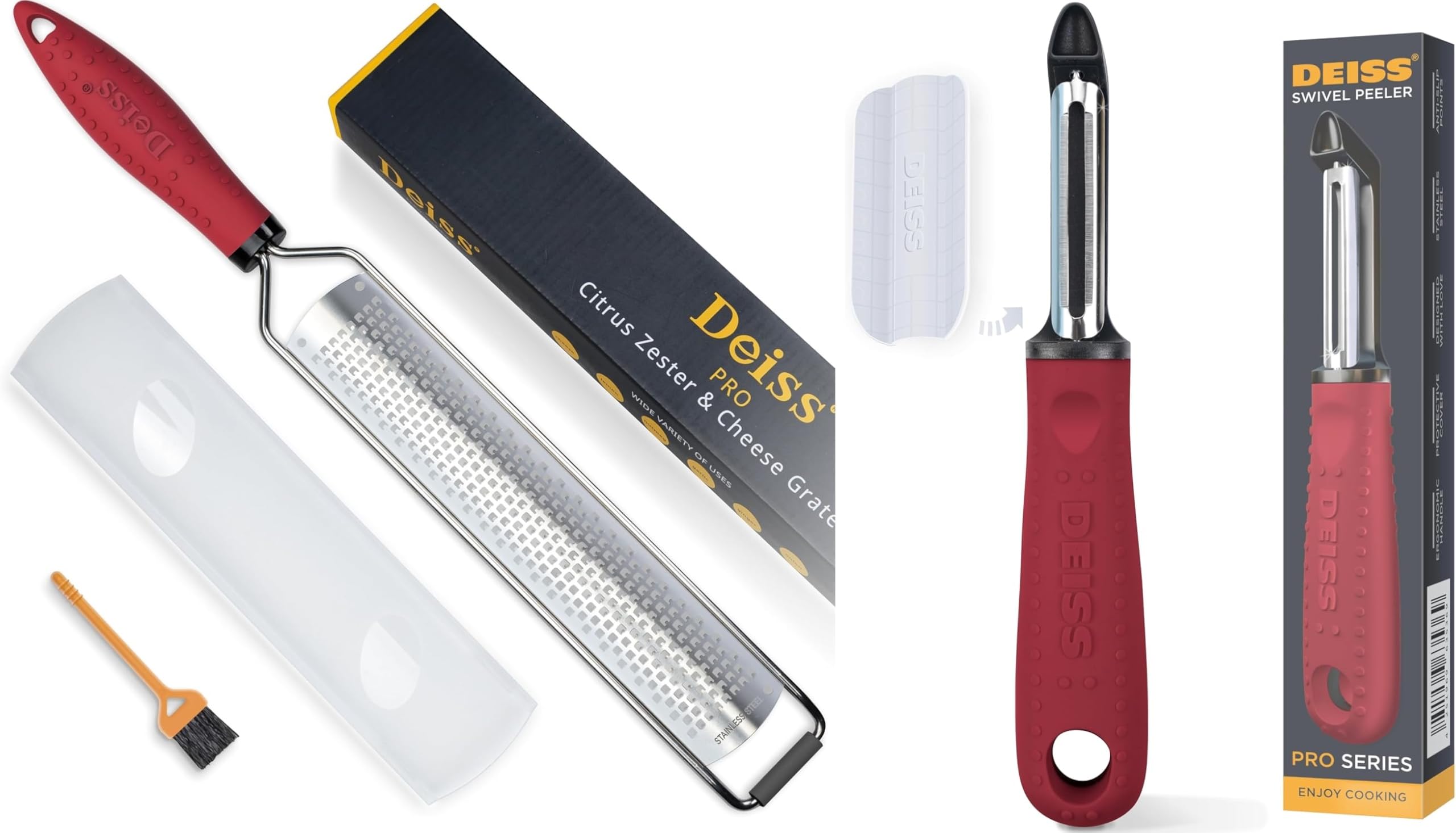Deiss PRO Grove Rasp & Handrasp voor Kaas – Scherpe Roestvrijstalen Messen, Antislip Handvat, Kleine Kaasrasp voor de Keuken, Mini Kaasrasp, Voedselrasp en Snijder
