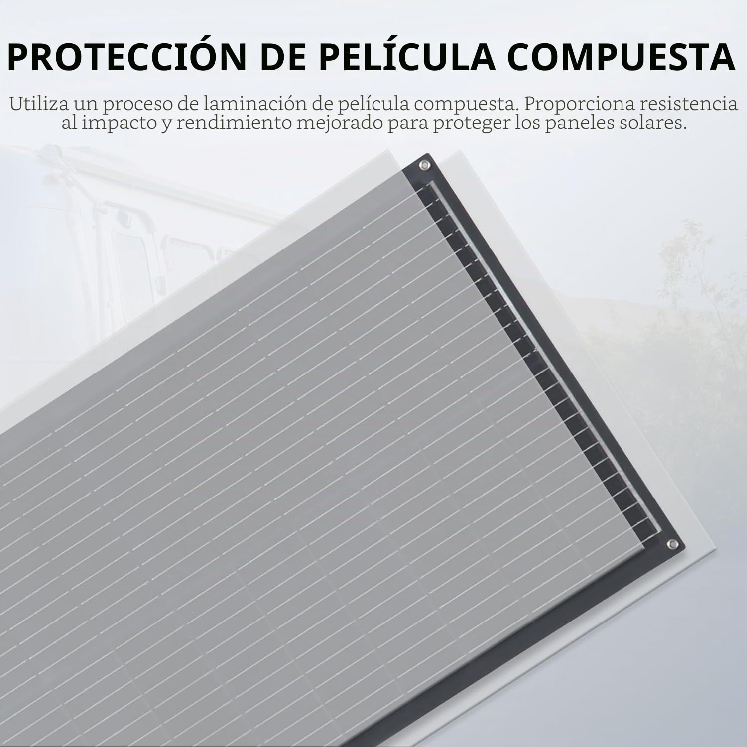 XINPUGUANG Panel Solar Flexible 105W para autocaravanas, barcos | Tipo N, eficacia alta del 25%, 114 cm × 46 cm (L × L), PET transparente, hoja trasera negra, ultrafino 2,5 mm