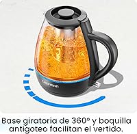 Vista 6 de Chefman Hervidor eléctrico con infusor de té, compacto de 1 litro (4 tazas), 1500 W, tapa extraíble para una fácil limpieza, protección contra