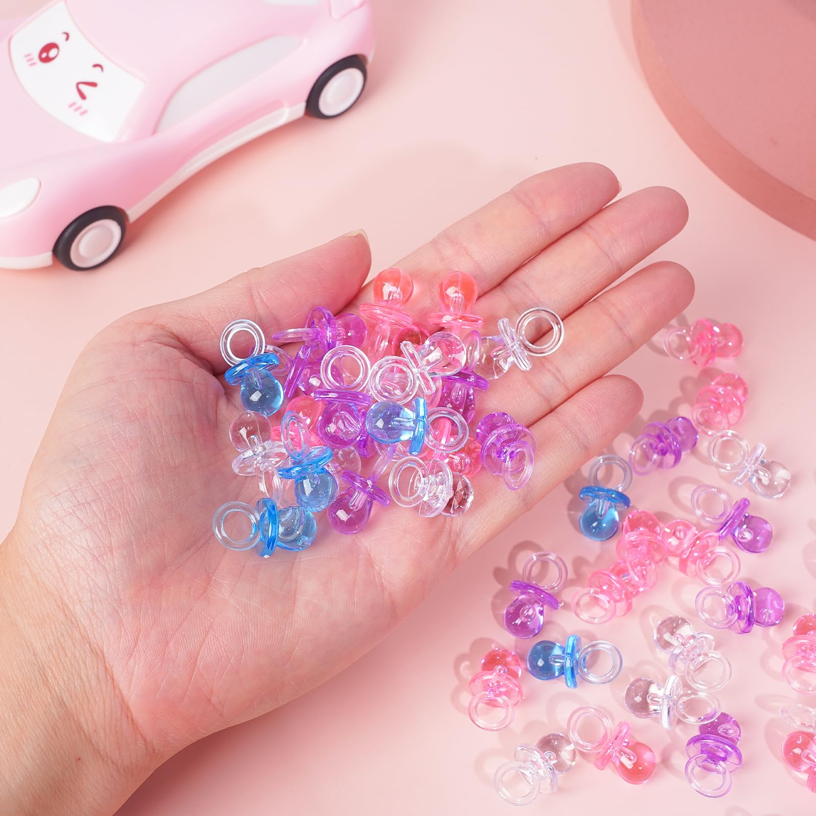 200 Stück 2,2 cm Baby-Schnuller Babyparty Kunststoff Schnuller für Babyparty Schnuller, Babyparty Geschlecht Show Party Dekoration DIY Geburtstag Party Geschenk (Rosa)