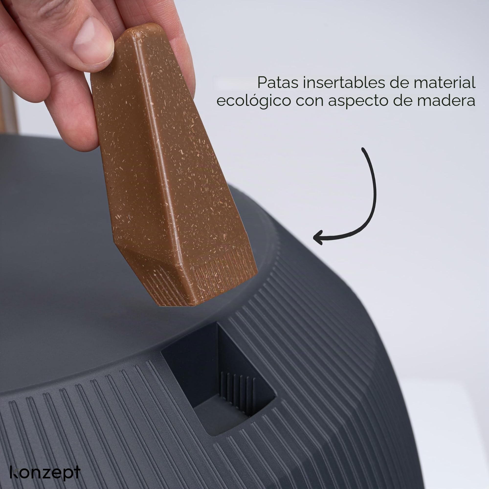 KONZEPT Macetero con patas – Maceta grande de plástico redondo de 47 cm – Moderna y resistente a la intemperie, para interior y exterior