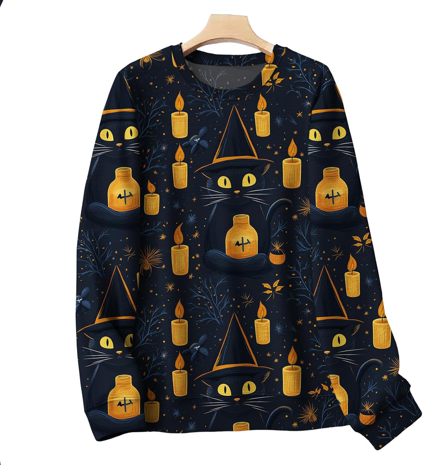 LIZALIG Pullover Cute Sweatshirt Orange Skeleton Fall Festive FunWomens Design Bat Holiday Party Outings Pumpkin Print - Image 5