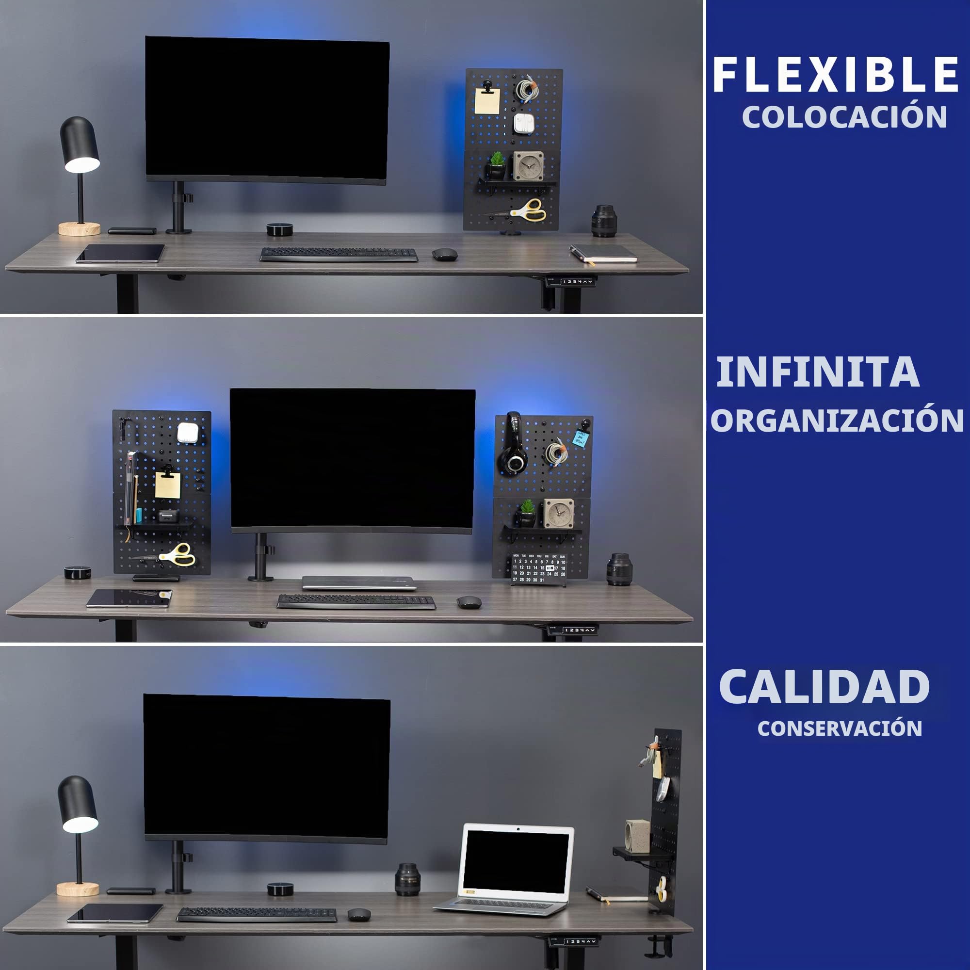VIVO Tablero de clavijas de escritorio de acero, panel de privacidad de 24 x 20 pulgadas, tablero magnético, organizador de accesorios de oficina, encima o debajo del escritorio, negro, PP-DK24B