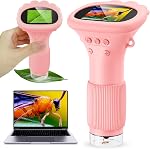 Microscope for Kids, Ashfly Portable Microscope 2" HD Screen 1000X Zoom Handheld Digital Microscope Miniscope Camera Compatible with PC, 2026 Easter Birthday Gift for Kids - Orange