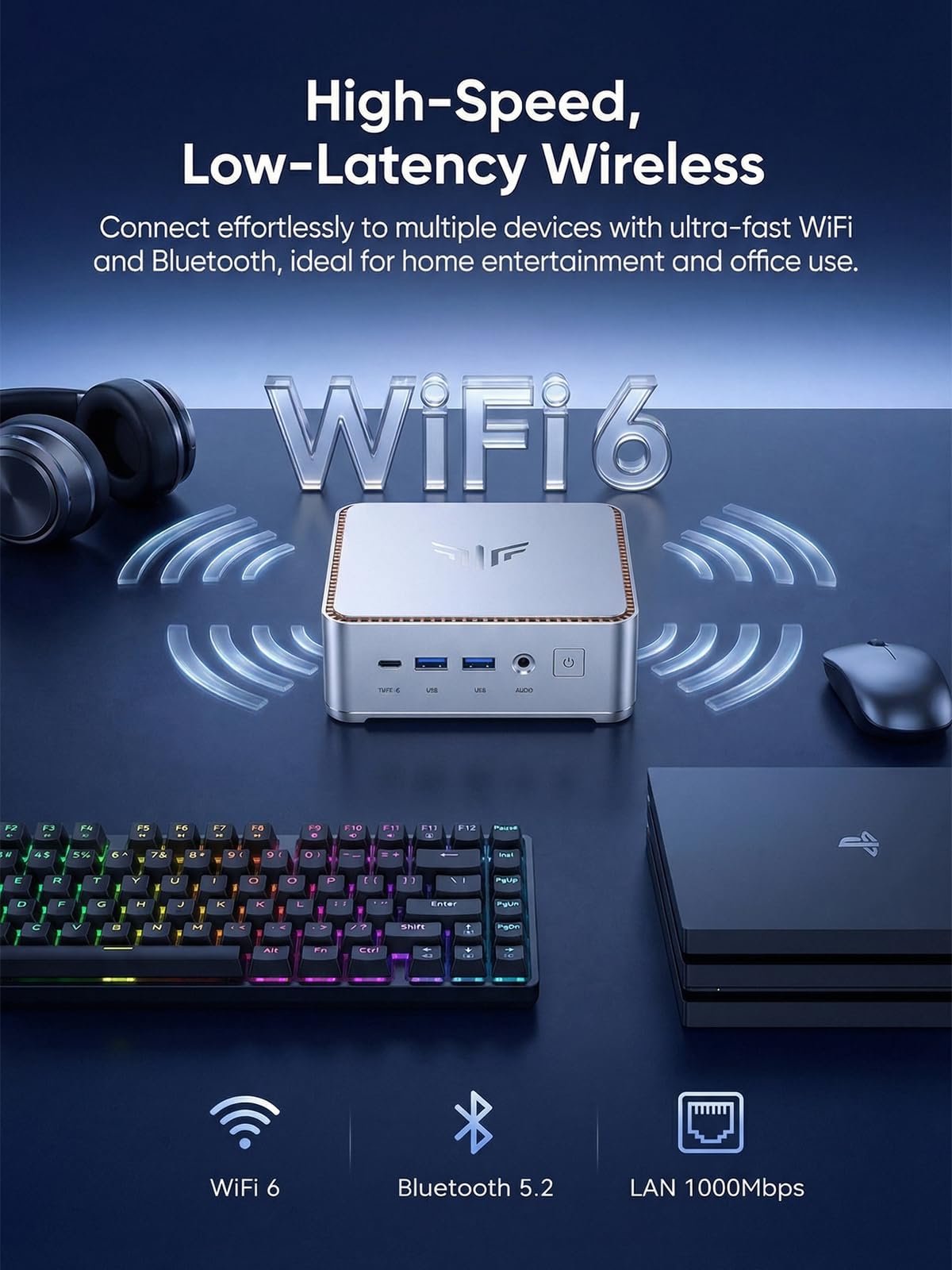 KAMRUI H2 Mini PC i5 14450HX Mini Computer 16GB RAM 512GB PCIe4.0 SSD | Micro PC desktop (10C/16T, max 4,8 GHz), triplo 4K (USB-C/HDMI/DP), WiFi 6, BT5.2, per ufficio aziendale casa