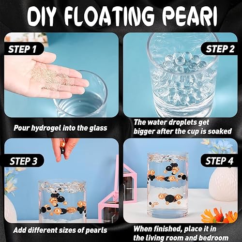 Miniatura 3 de 200 perlas de jarrón negro y naranja, cuentas de relleno de jarrón negro y naranja para centros de mesa, cuentas flotantes negras y naranjas de