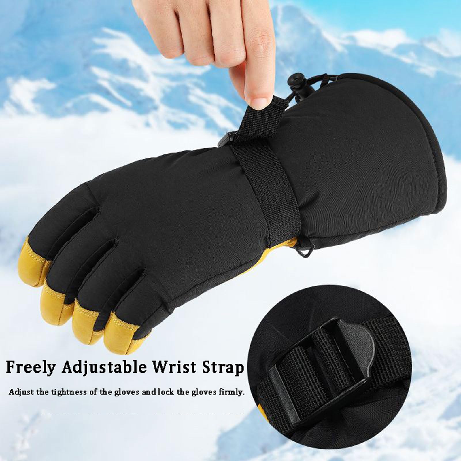 Winterhandschuhe für Herren, Winterhandschuhe, wasserdicht, kaltes Wetter, winddicht, Schneemobil, Skifahren, Sport, Motorrad, Reiten, warme Handschuhe, kaltes Wetter